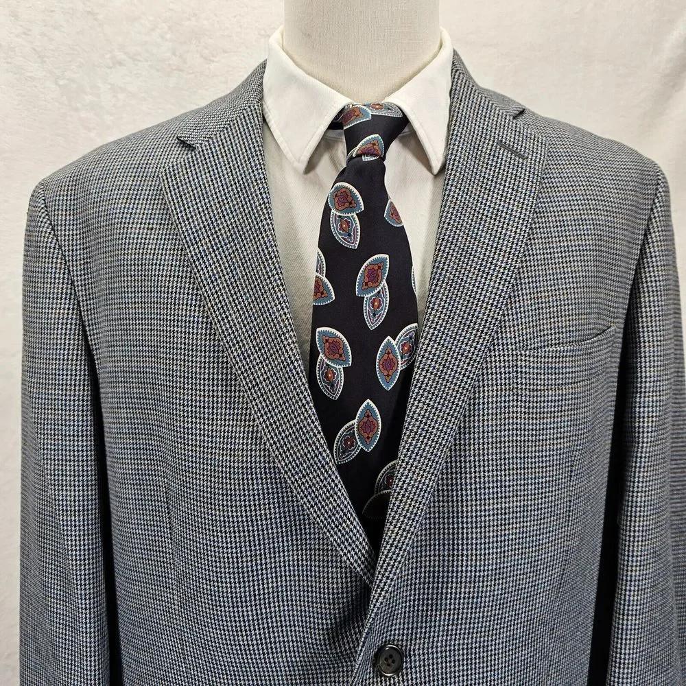 Lauren Ralph Lauren Houndstooth Sport Coat Blazer Mens Size 44R 2 Button EUC‎